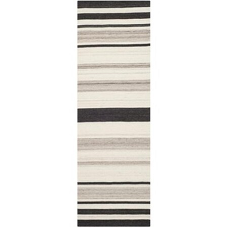 Safavieh 2 ft. -6 in. x 8 ft. Runner Contemporary Dhurries- Natural and Grey- Hand Woven Rug DHU629A-28